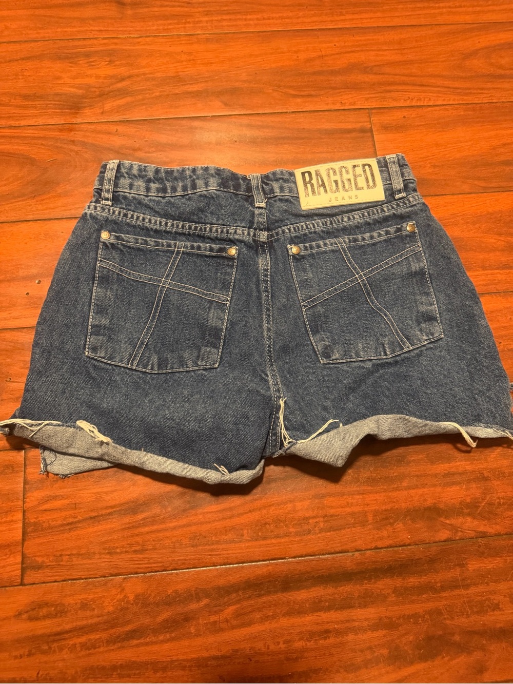 Ragged High-Rise Dark Blue Denim Jeans with White Yin Yang Print